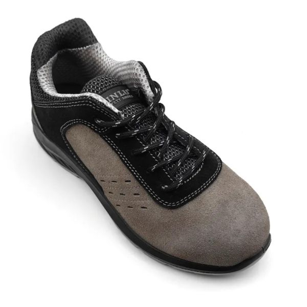 Low Cut Suede Leather Shoes Grey Steel Toe Waterproof Shoes S3