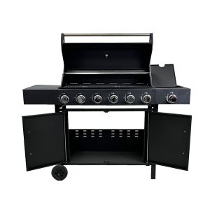 Customized Logo Acceptable 6 Burner Steel German Gas Trolley BBQ Grill for