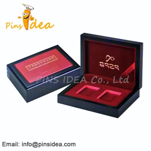 Wood Coin Display Case, With Velvet Interiro, Stamped Logo, Professional