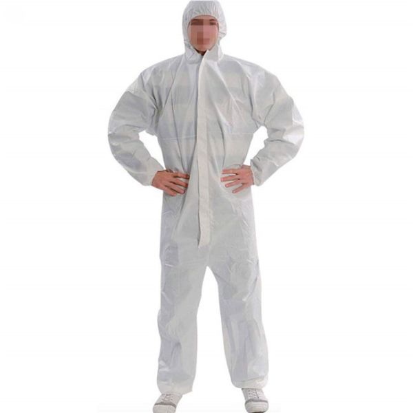Buy White Hooded Disposable Surgical Gown Hospital Prevent Dust And Dirt at wholesale prices