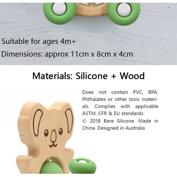 Educational Organic Beech pantone Color Baby Rattle Set Animal Shape