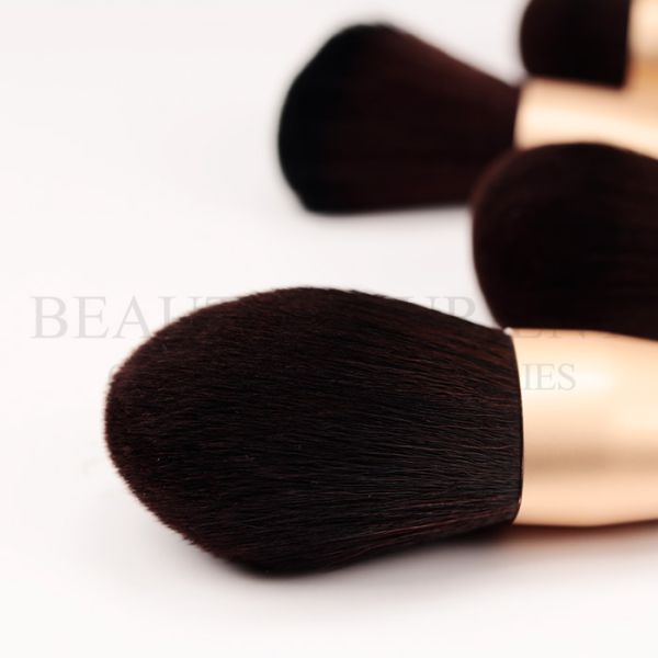 ISO14000 Full Face Makeup Brush Set With Matte Gold Color Aluminum Ferrule