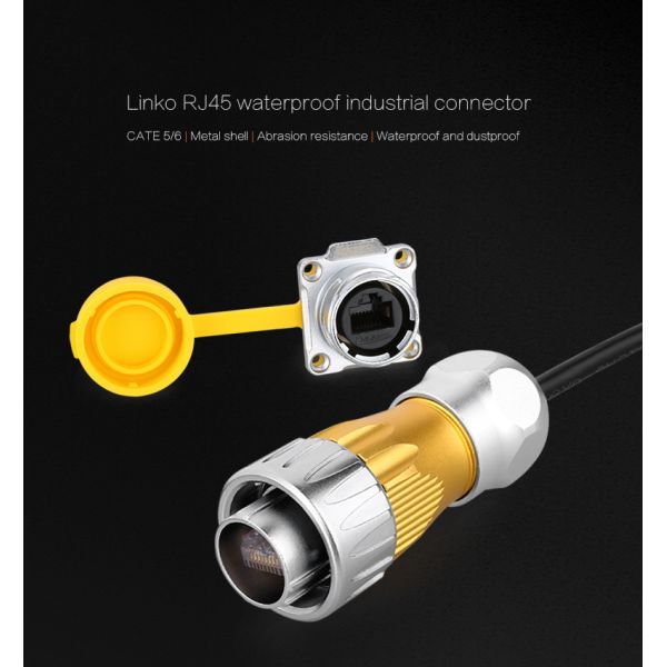 Cnlinko CE/CCC Approval Metal Circular Ethernet Rj45 Industrial Connectors Outdoor Waterproof Rj45 Female Connector