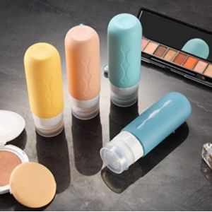 Toiletries Cylinder Refillable Silicone Travel Bottles Set Squeezable 3Oz