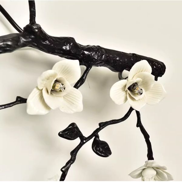 Hotel Elegant Magnolia Flower Ceramic And Copper Villa Lamp Hotel Chanderlier Wall Lamp