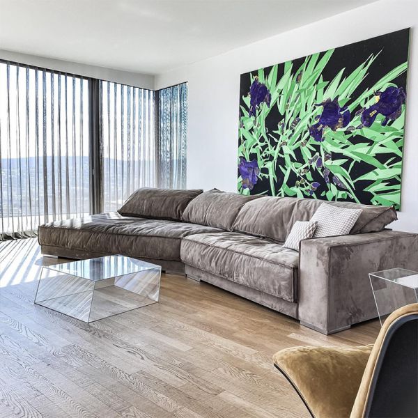 Fabric Leather Corner Sofa Recliner Chesterfield 0.61m Luxury Living Room