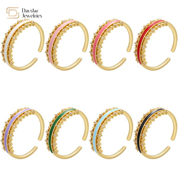 Zircon Stackable 18k Gold Plated Jewelry Enamel Diamond RingsFor Women