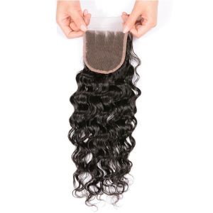 Malaysian Water Wave Swiss Lace Closure Free Parting Natural Color No Shedding