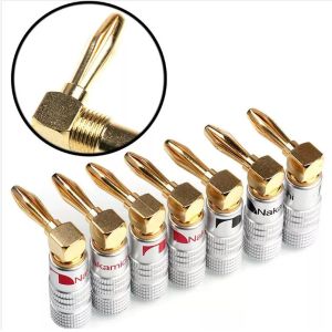 China Hexie Right Angle Nakamichi Banana Plugs Jack Silver Color Multiscene on sale