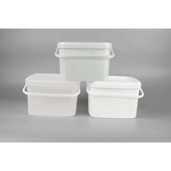 Buy 5L Food Grade White Square Bucket Polypropylene Bucket With Lid at wholesale prices