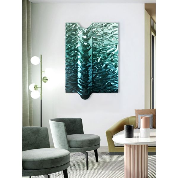 Premium 304 316 SS Plating Water Ripple Wall Art Decor For Modern Star Hotel Lobby
