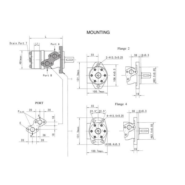 High Torque Gerotor Hydraulic Motor BMP Model For Injection Molding Machine