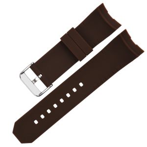 SHX Replacement Rubber Watch Strap , 24mm Brown Silicone Watch Band