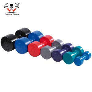 Round Shaped Plastic Coated Dumbbells Beautiful Appearance Customized Logo