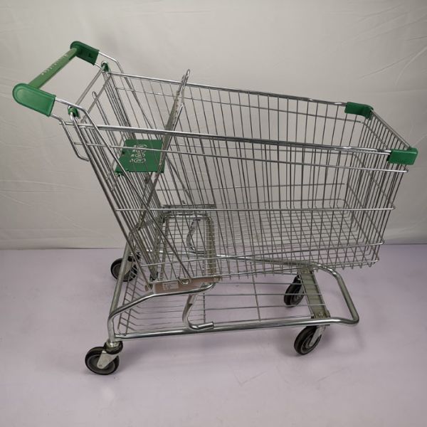 Large Capacity 210L Chain Grocery Wire Shopping Trolley American Style Zinc Powder Coating
