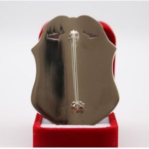 Black Painting Shinny Silver Plating Unique Shape police name badge