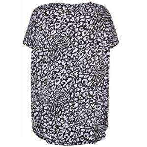 Short Sleeve T Shirt Ladies Fashion Tops Black With White Color Printing