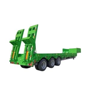 3 Axle 60 Ton Lowbed Semi Truck Trailer with Hydraulic Ramps and Customization