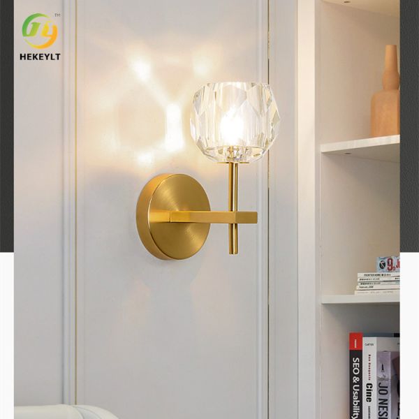 Crystal Gold Modern Wall Light For Corridor Living Room TV Background