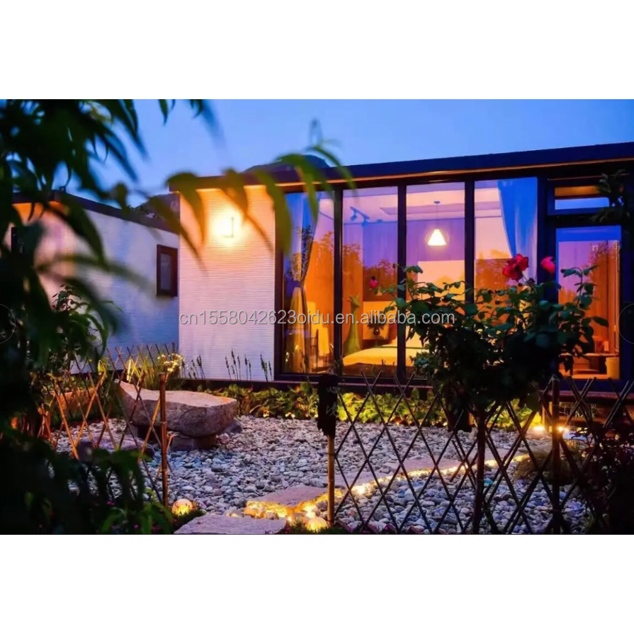 Eco-Friendly Materials 20ft 40ft 2 Bedrooms Prefabricated Garden Cabin House Glass Doors Container Wooden House for Hotel