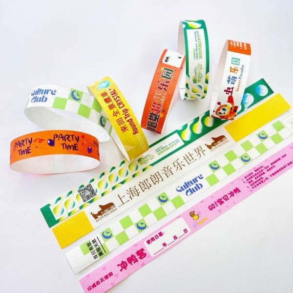 Waterproof Tyvek Paper Wristbands with Custom Logo Printing Security Barcoding