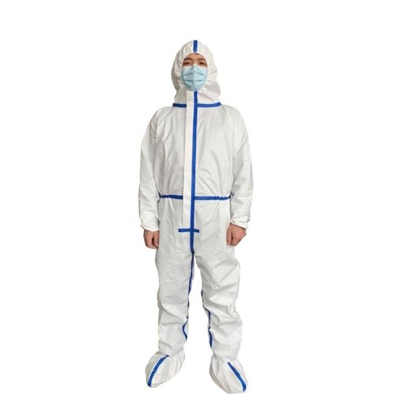 Buy White Non Woven Protective Clothing , Durable Disposable Hooded Coveralls at wholesale prices