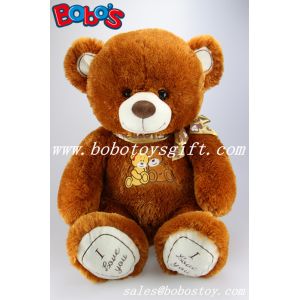China Best Seller dark brown large size plush baby toy teddy bears with embroidery chest an paw on sale