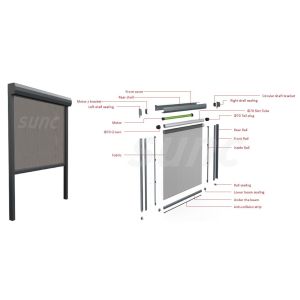 Facade Sunshade Zip Track Motorised Roller Blinds Pvdf Surface