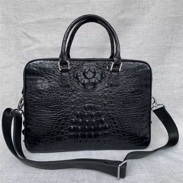 Exotic Real Crocodile Skin Zipper Closure Businessmen Laptop Briefcase Shoulder Bag Genuine Alligator Leather Male Purse
