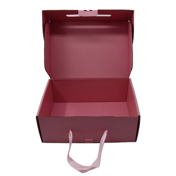 Collapsible Corrugated Ribbon Hand Shipping Mailer Box For Shoes T Shirts Packaging