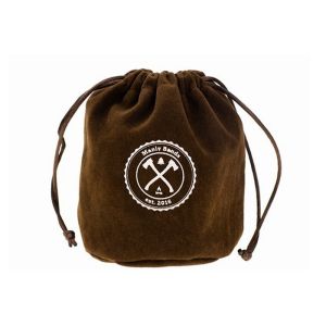 Brown Color Double Drawstring Velvet Gift Pouch Round Bottom Silk Screen