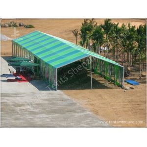Green Warehouse Fabric Tent Structures Clear Span Marquee Canopy 10M x 51M