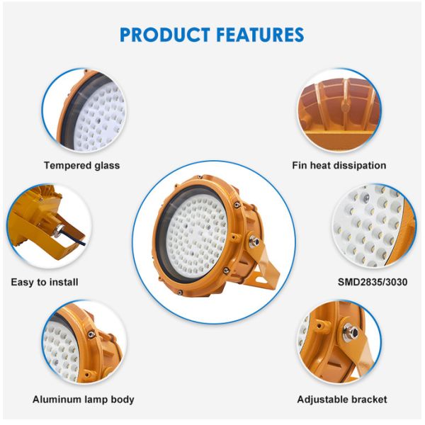 Waterproof IP65 Industrial Explosion Proof Lighting Fixtures Flood Light AC85-265V/ 50Hz 60Hz