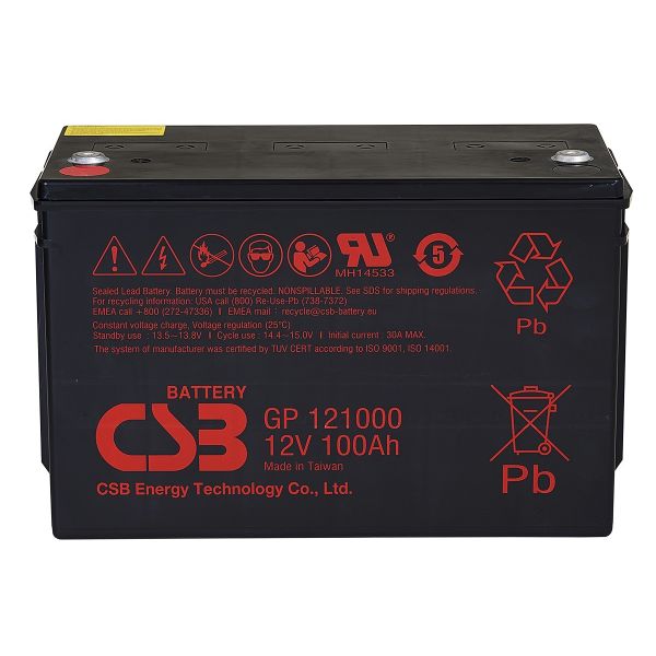 CSB Battery GP121000 12V 100Ah High Performance Rechargeable Maintenance-Free