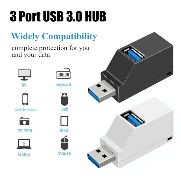 3 Ports 3.0 USB HUBs Adapter Extender Mini Splitter Box 17g ROHS