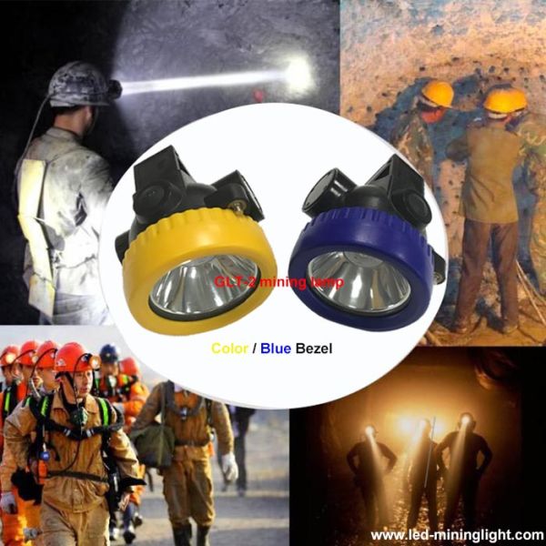 Yellow / Blue Bezel LED Mining Cap Lamp 4000 Lux With Over - Discharging Protection