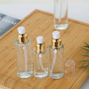 Customizable Clear Glass Cosmetic Jars Empty Foundation Glass Bottle 120ml