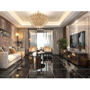 Double Layer Polished Porcelain Floor Tiles 600 X 600mm Black Loading Tiles