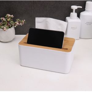 Rectangular Bamboo Wooden Tissue Box Holder Dispenser