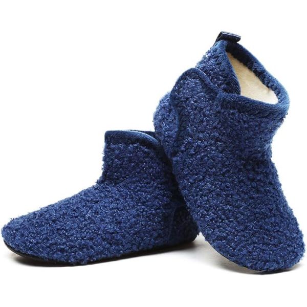 Kids Indoor Slippers Booties with Breathable Faux Fur Lining and Memory Foam