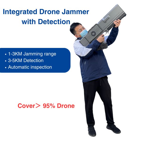 Buy 3KM Drone Jammer With 5KM Detection Detector 900MHz 1.5GHz 2.4GHz 5.8GHz Jammer Gun All In One at wholesale prices