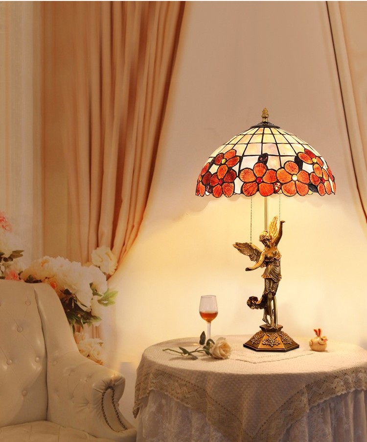 Pure Copper Shell Lamp Art Retro Garden Bedroom Living Room Decorative Table Light