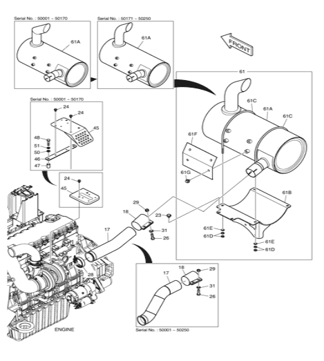2124-1592A 21241592A Clamp Excavator Engine Parts Fit DOOSAN DX140LC DX140LCR
