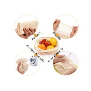 Organic Cotton Drawstring Bag Backpack Vegetable Grocery Mesh String Backpack