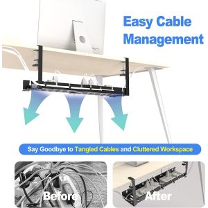 Sturdy Iron Wire Cable Tray for Under Desk Cord Management Adjustable Cable