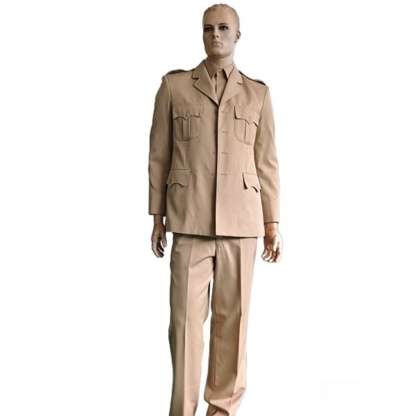 Premium Military Dress Uniform Set in Khaki Jacket Long Sleeve Shirt Straight Leg Trousers 45 Wool Blend Ceremonial Uniform