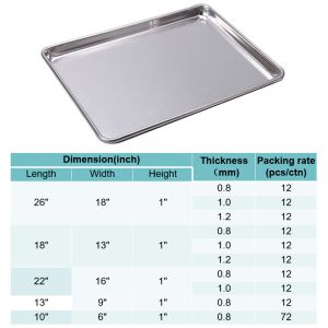 commercial 26''*18''*1'' 1mm rectangle full size baking tray baking pan full bun