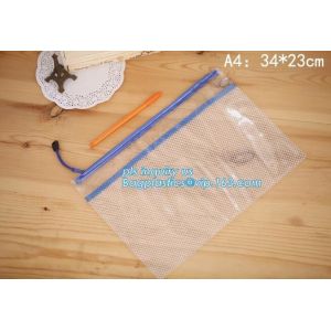 Customized Mesh Pencil Bag A4 Travel Passport Pouch, Zipper Lock Document File