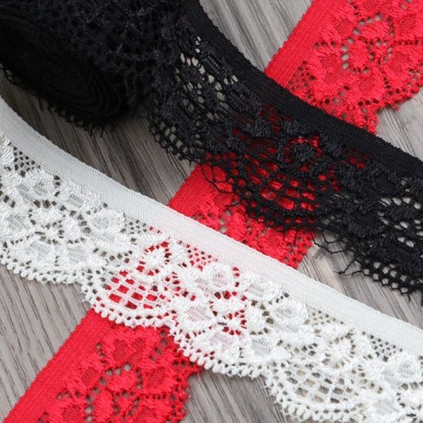 Eco-friendly colorful lace fabric for lady dress flower eyelet embroidery white lace trim