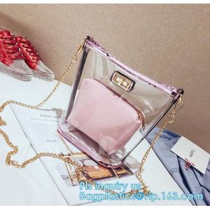 waterproof promotional clear tote pvc handle shopping bag, PVC mat waterproof